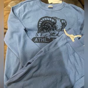 NWT GAP Kids Blue S.F. Athl. Dept. Crew Sweatshirt & sweatpants Size 14/16